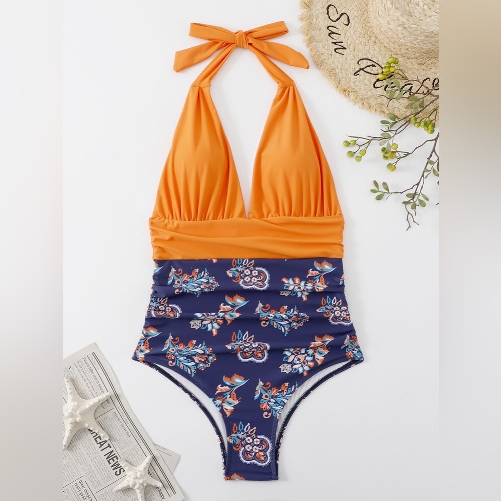 Sandy Paths Halter One Piece Swimsuit